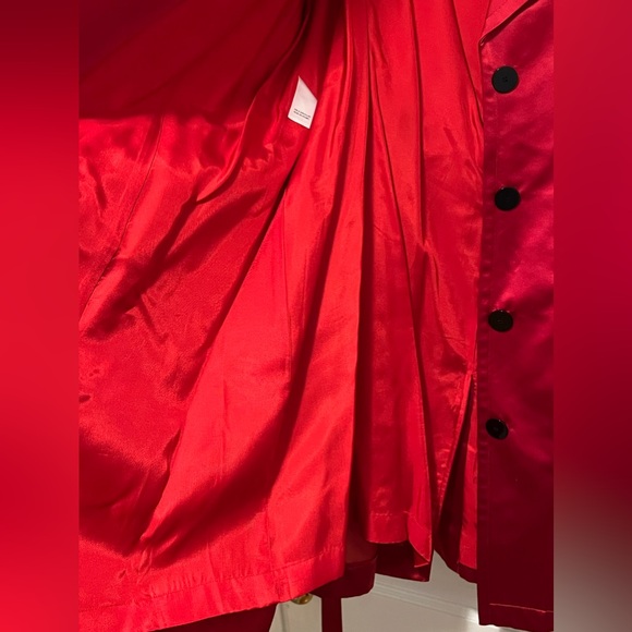Vintage Anne Klein Satin Trench Coat - Red, Size 2X - Picture 7 of 8